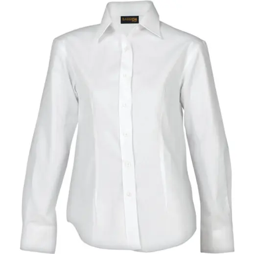 White Brushed Cotton Twill Blouse Long Sleeve Ladies